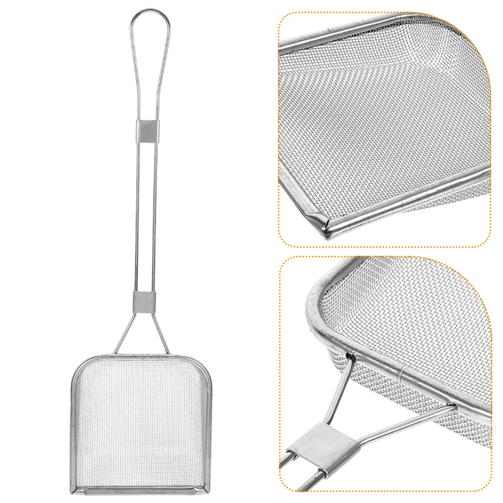 

Colander Oil Residue Filter Food Strainer Stainless Steel Drawer Small with Handle Pasta Silver Travel