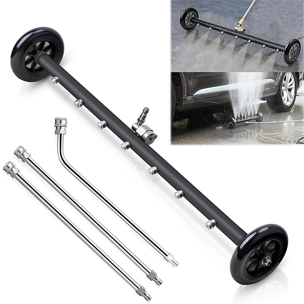 22 Inch Pressure Washer Extendable 3-Wand High-Pressure Water Broom 1/4 Quick Connector Water Broom Under Car Chassis Floor Wash