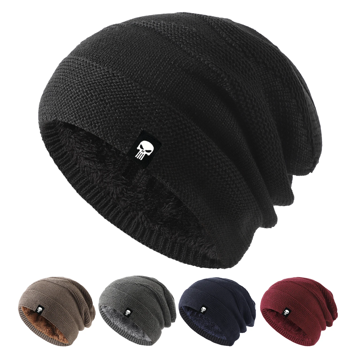 Winter Outdoor Warm Thick Fleece Liner Beanie Unisex Warm Skull Hat Warm knitted winter hat