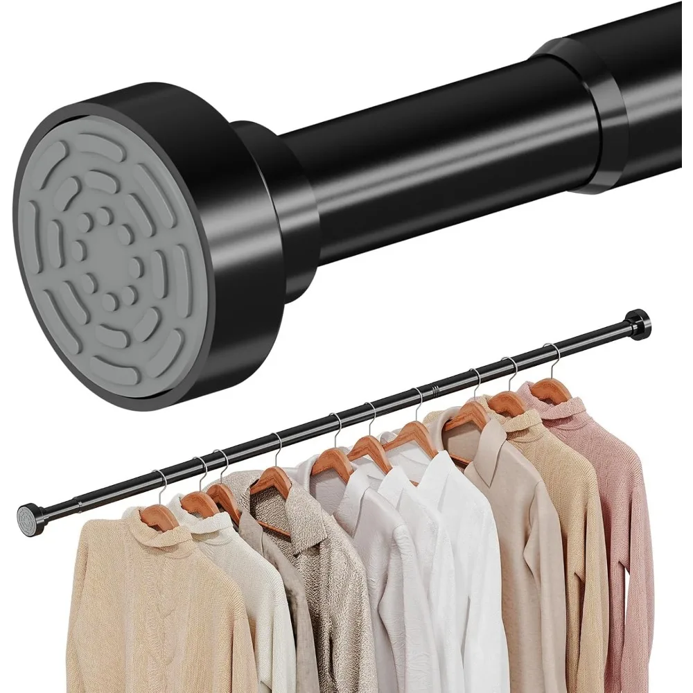 

Регулируемая нескользящая пружинная штанга для одежды, 17-84 дюйма, сверхпрочная, для гардероба, ванной, прачечной, автофургона, черная