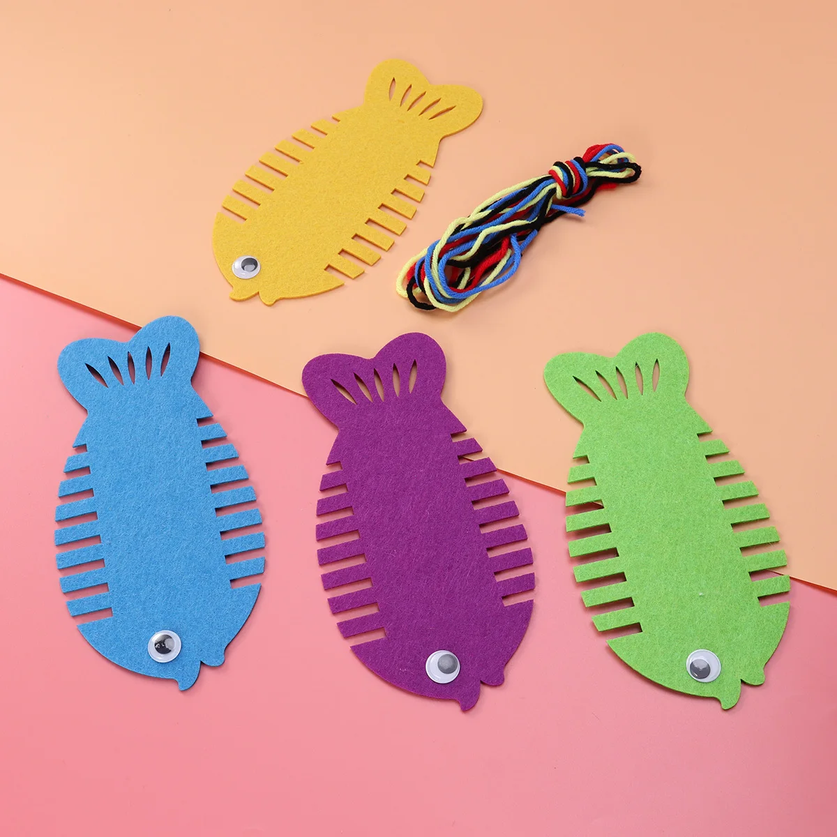 4 قطعة المواد الحرفية خيوط الصوف لف الأسماك لغز لعبة للأطفال التنسيق بين اليد والعين وسائل تعليمية التعلم المبكر الرياضيات #3