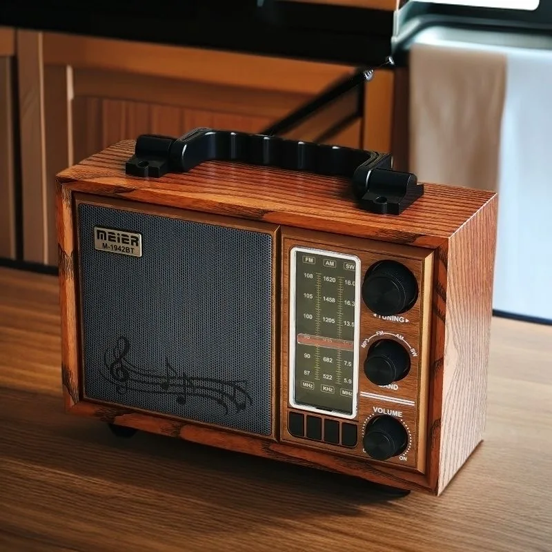 

Retro nostalgic desktop radio FM medium-wave short-wave Bluetooth speaker plug-in audio charging plug-in