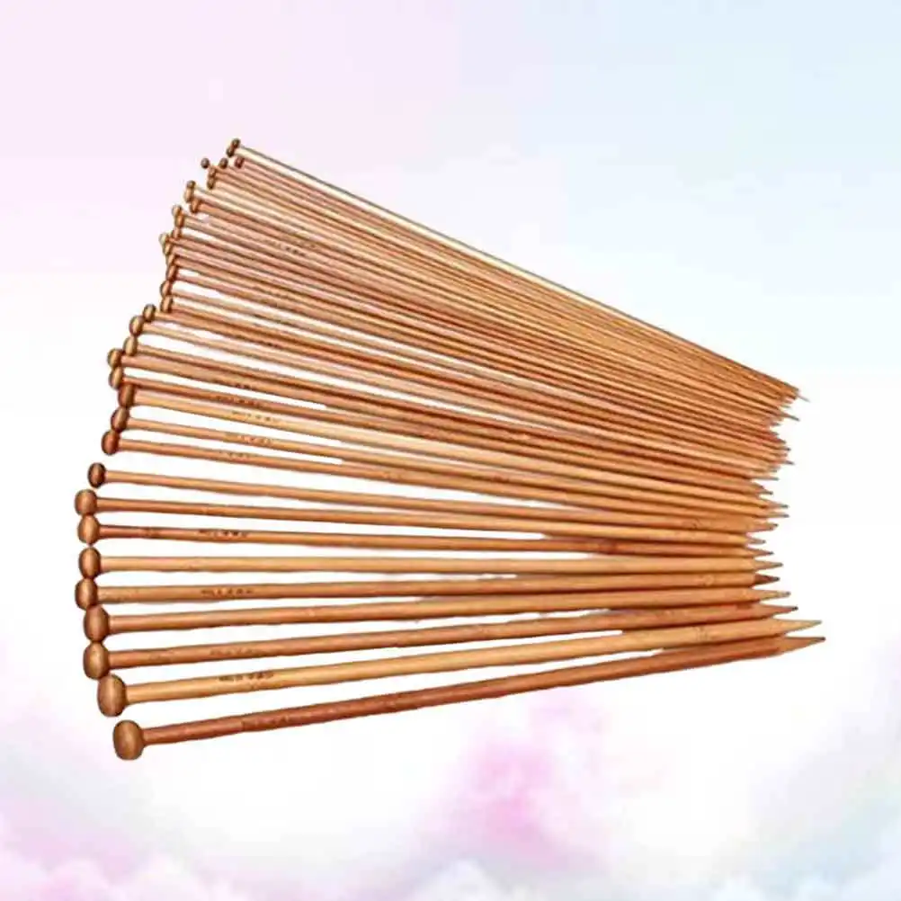 1Set Bamboo Knitting Needle Set Smooth Lightweight Crochet Rods 18 Models Hand Knitting Sweaters Scarves Carpets Versatile Tools