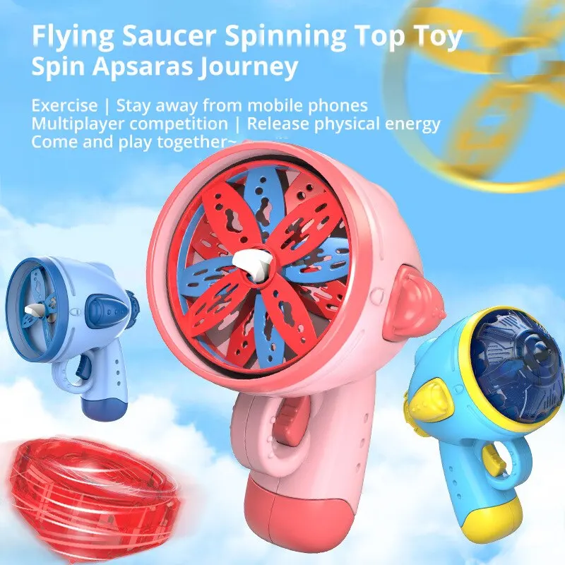 Flying Saucer Gyroscope Outdoor Sports Toy Set Luminous Battle Top 2 Way Play Game for Kids