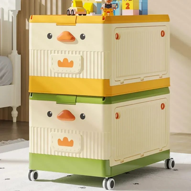 

Storage Boxes Large Capacity Foldable with Wheels Building Block Lid Case Ideal for Kids' Books Snacks Toys Organizing