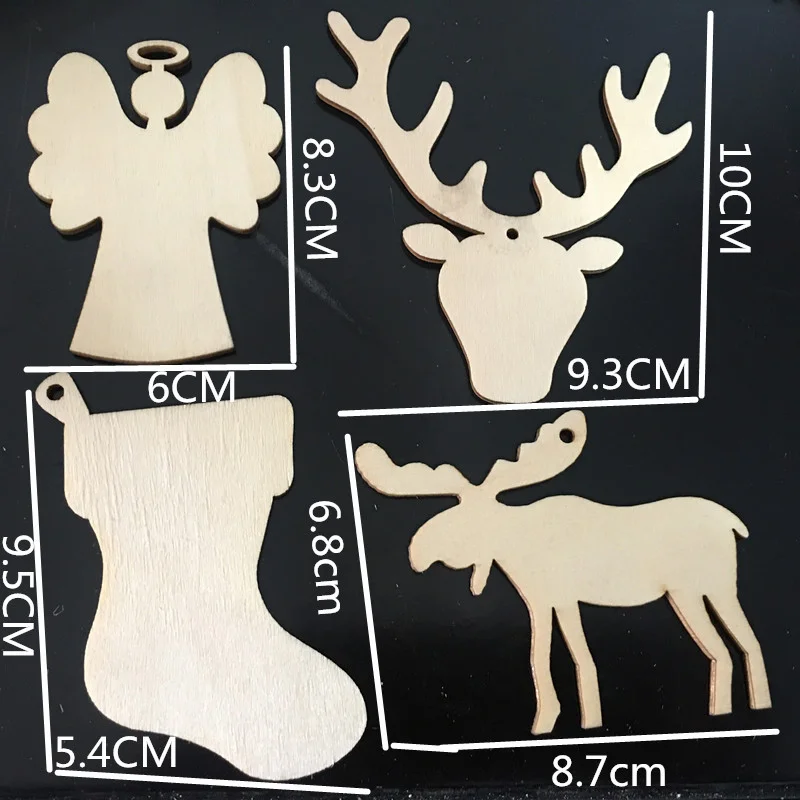 

10pcs Wooden Ornaments Unfinished Angel Stocking Blank Wood Discs for DIY Christmas Ornaments