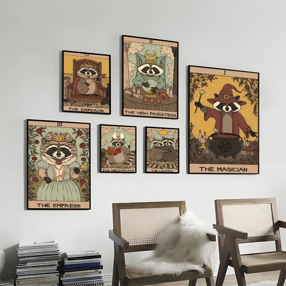 

Raccoons Tarot Classic Movie Posters HD Quality Poster Wall Art Painting Study Nordic Home Decor