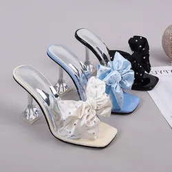 Luxury sandals for women to wear externally Summer New Water Diamond Fairy Style Fashion One line Slippers Elegant High Heels