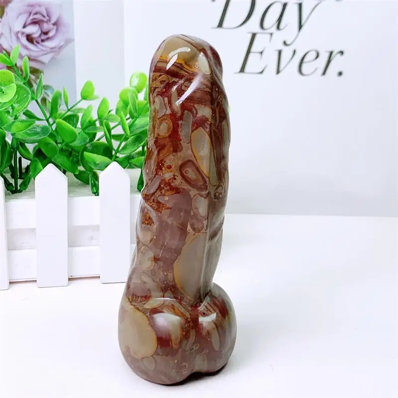 14.5cm Natural  Fish Seed Stone Penis Crystal Quartz Yoni Wand Massage Stick Healing Gemstone As Gift For Women 1pcs