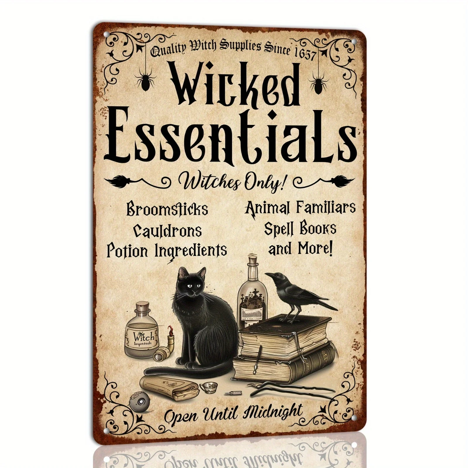 2D Flat 1PC Wicked Horror Essentials Witches Only Metal Tin Sign, 8x12 Inch Vintage Halloween Wall Decor for Bar Home Kitchen Fa