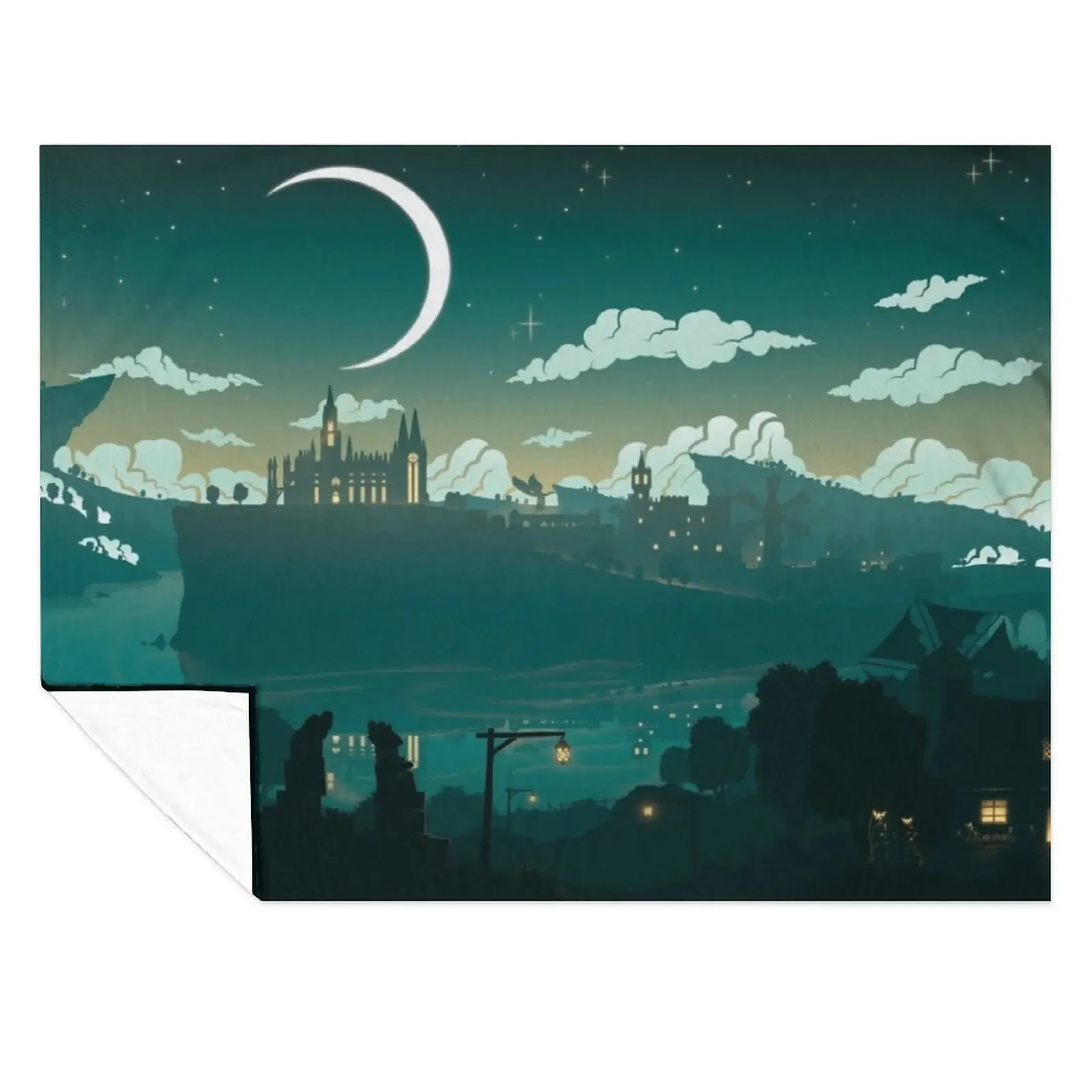

Moon over Mondstadt Throw Blanket Camping Decorative Throw Shaggy Decorative Beds Blankets