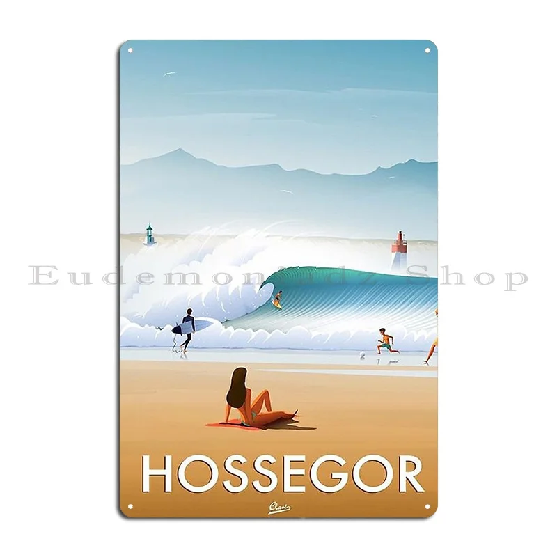 Hossegor Surfing Metal Sign Decoration Customize Club Wall Decor Living Room Tin Sign Poster