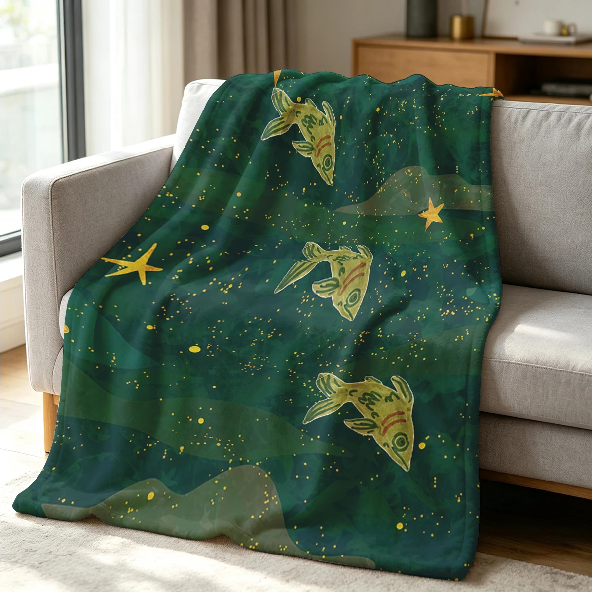Star Carp Flannel Blanket Warm Soft Halloween Christmas Couch Warm Cozy Decorative Decor Gift for All Season