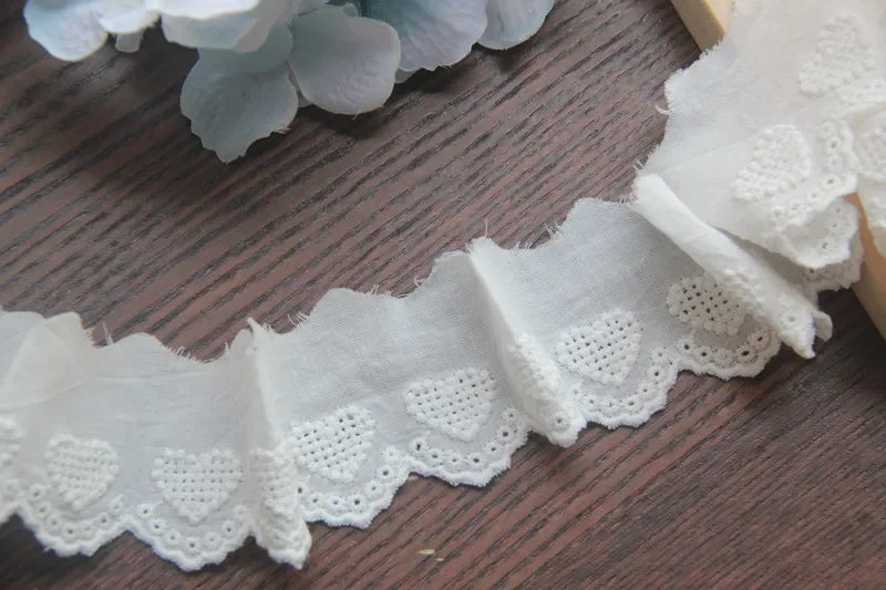 1 yard White Diy Lace Accessories Cotton Embroidery Fabrics Clothing Curtains Lace Loving Heart Width 4cm