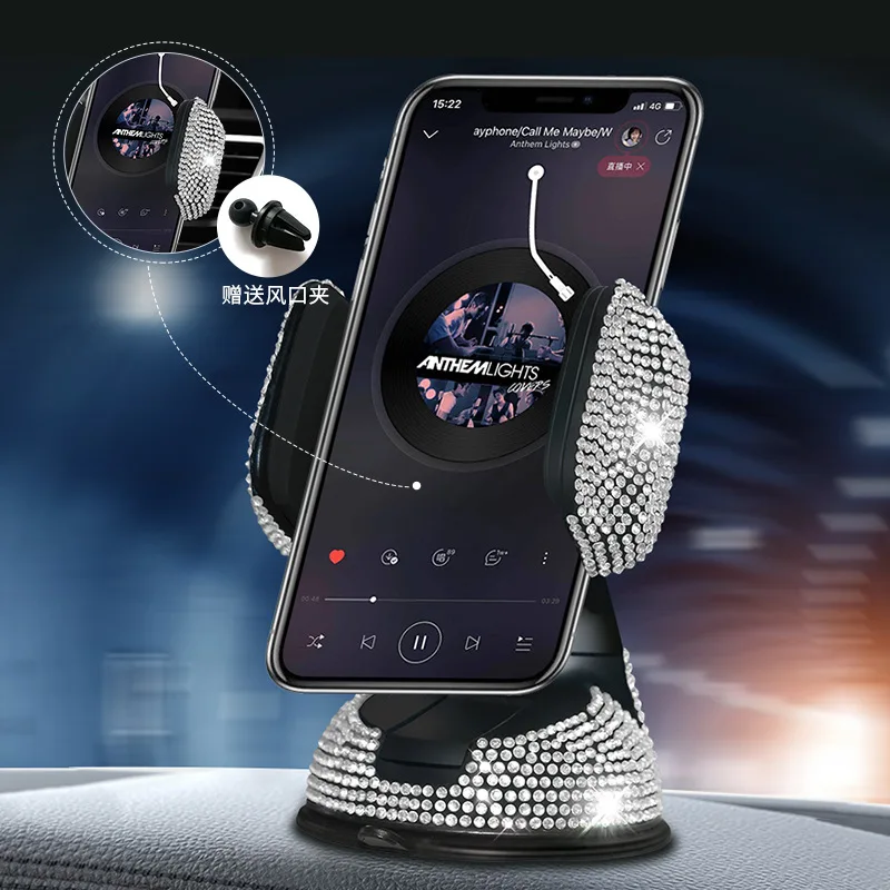 2024 Diamond Cell Phone Holder for Car Phone Mount Pink Flexible Table Stand Mount Bling Car Accessories Interior Woman