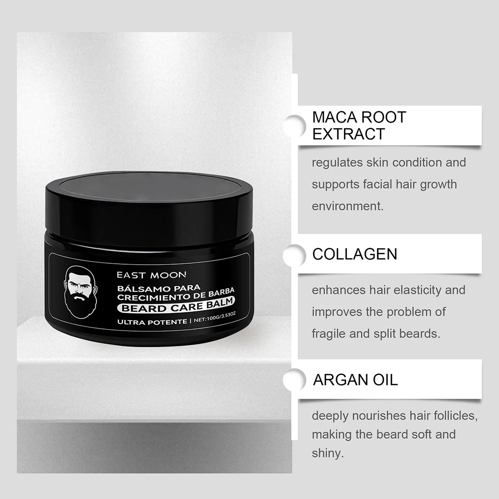 100 جرام بلسم نمو اللحية، بلسم تحفيز اللحية فائق القوة يرطب ويقوي كريم اللحية مستحضرات التجميل للرجال