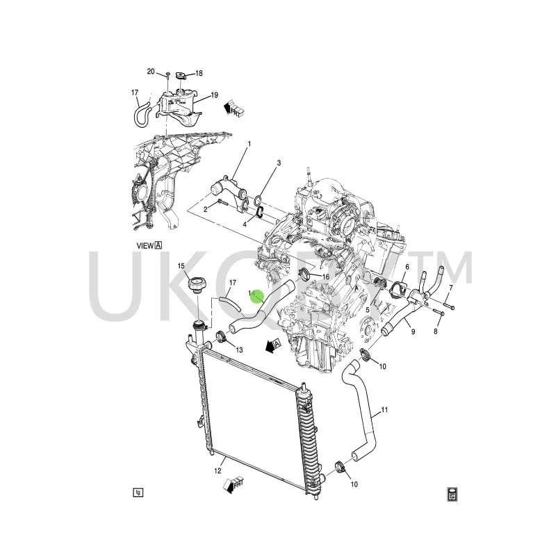 15294028 Applicable to Bu ic k Enclave 3.6 Water inlet hose for radiator cooling network and water inlet pipe for water tank