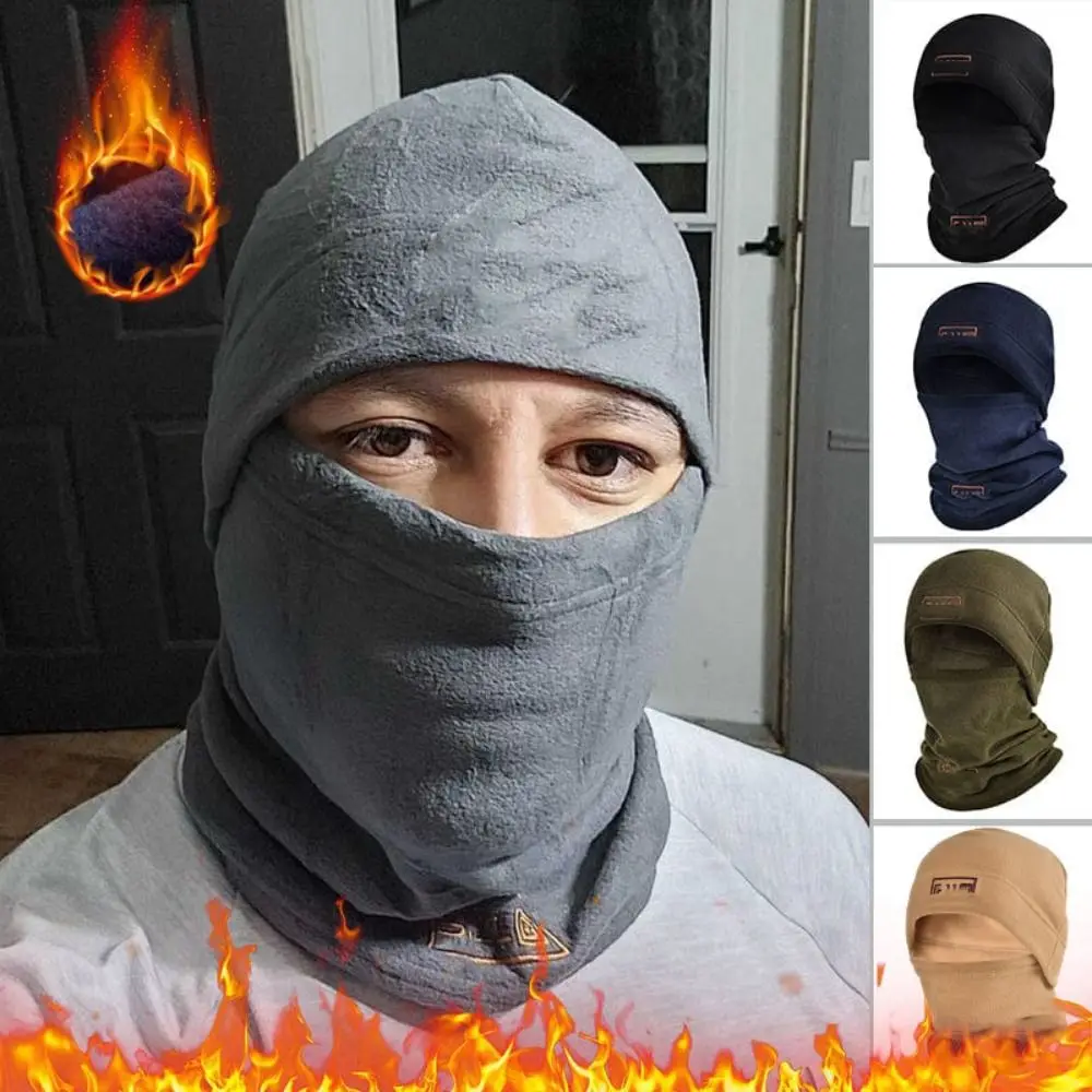 New Polar Fleece Hat Scarf Set Cold Protection Hood Face Mask Balaclava Thickened Warm Neck Warmer Beanies Cap Women Men