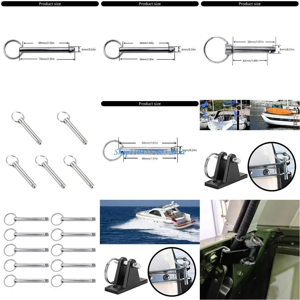 

Y6GD Pack of 10 Carbon Steel Button Head Quick Release Locking Pins Multiple Size