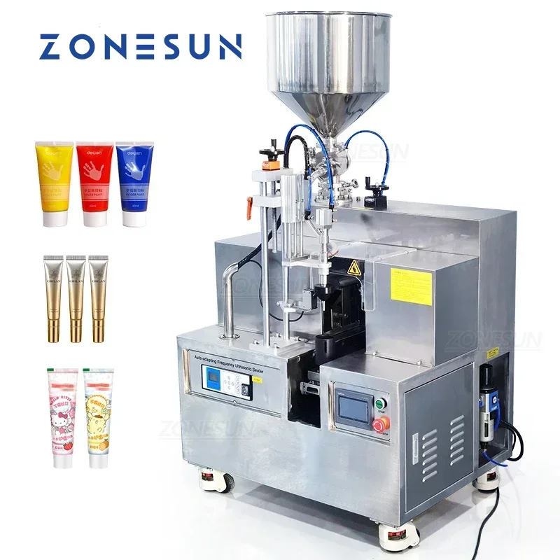 ZONESUN Semi Automatic Plastic Tube Ultrasonic Sealing Machine Hand Cream Cosmetic Ointment Date Coding ZS-FS002U