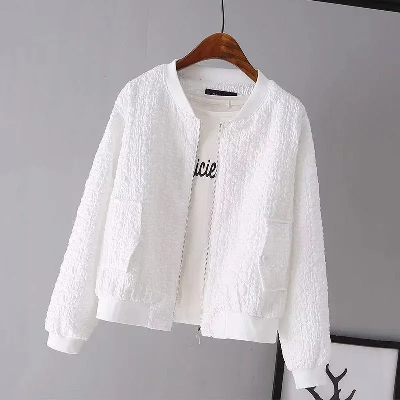 

Short Baseball Jacket Women 2024 New Solid Color Fashion Korean Spring Autumn Casual Windbreaker Female Zipper Cardigan Jackets