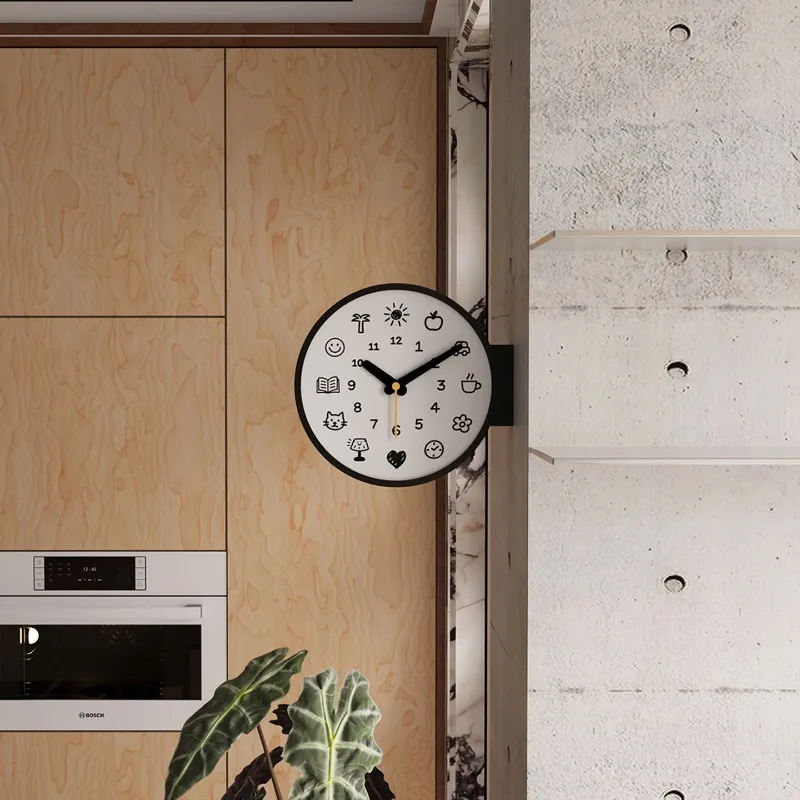 Modern Double Sided Wall Clock Corner Wall Watch Luxury Aesthetic Table Clocks Minimalist Elegant Living Room Watches Decor