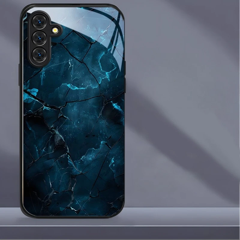 Dark blue marble-patterned picture glass case, suitable for Samsung S26/S25, S24/S23/S22/S21/S20, etc. models