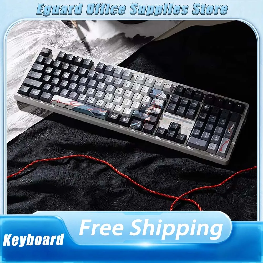 Genshin Impact Shenhe Mechanical Keyboard Three Mode RGB Wired/Bluetooth/2.4G Wireless Gaming Keyboard Hot Swap Customized Gifts