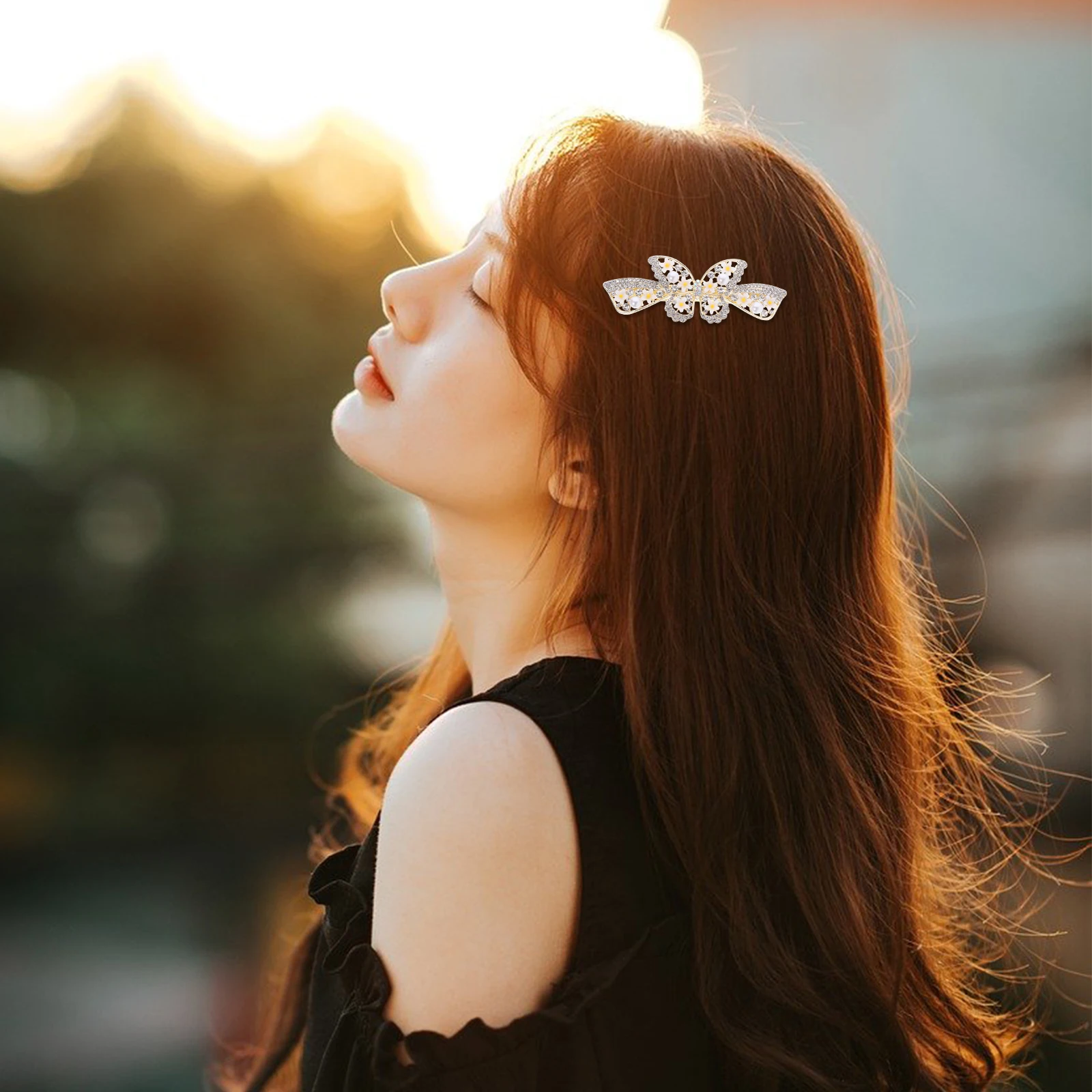 

Small Metal Pearl Rhinestone Hair Clip Spring Hair Clip Decorative for Women Girls Wedding Party Birthday Gift