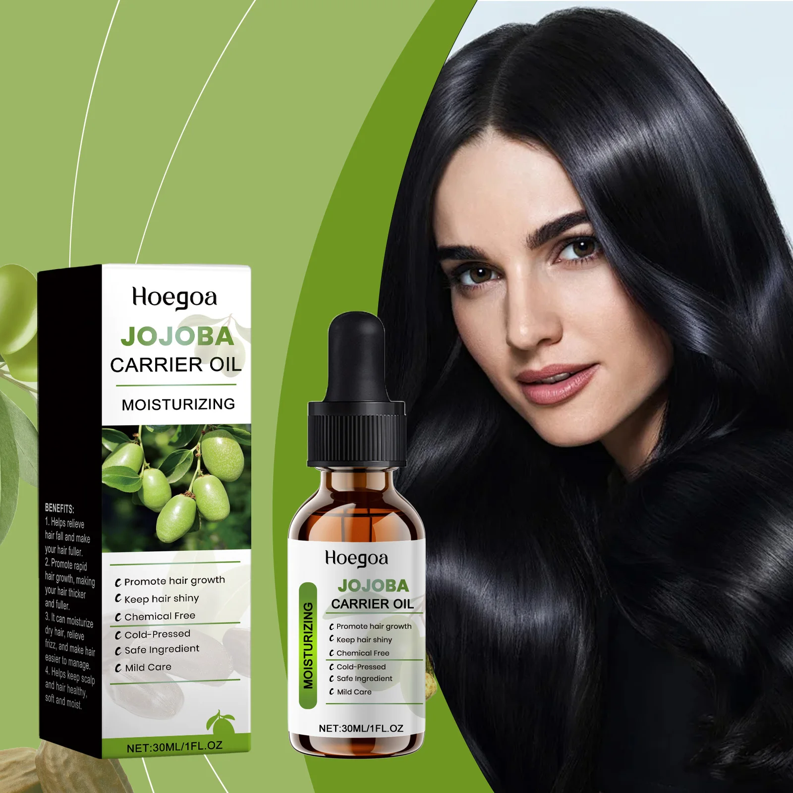 

Jojoba Oil Hair Serum Smooth Soften Repair Frizz Damaged Hair,Scalp & Hair Strengthening Oil Deep Nutrition Nourishing Hair Care