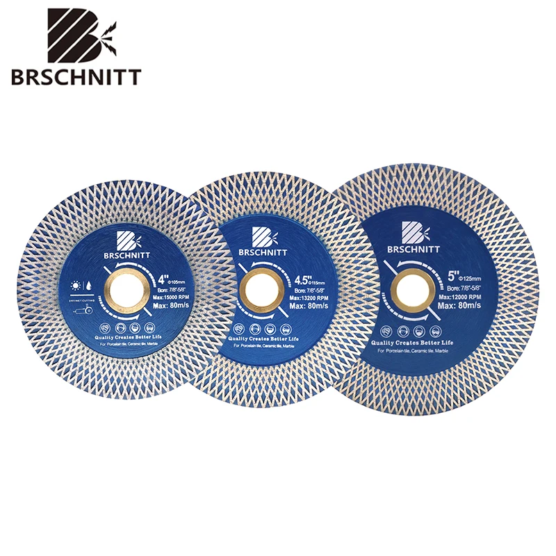 BRSCHNITT 1pc 105/115/125mm Diamond Double-sided X Mesh Grinding Saw Blade Cutter Ceramic Tile Porcelain Grinder