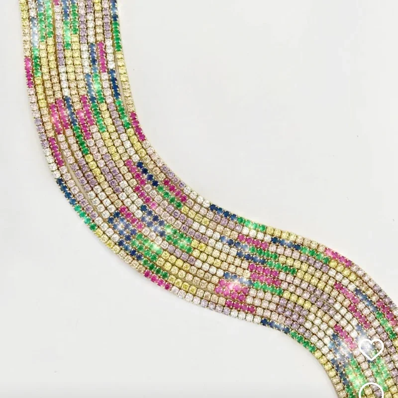 AAA+ Sexy Short Sparking Rainbow Tennis Chain Chocker Necklace With CZ Fashion Personality Women Collar Jewellery bijoux femme