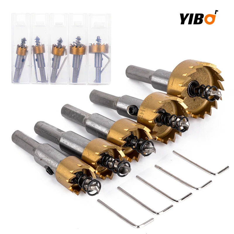 

5PCS 16/18.5/20/25/30mm HSS Drill Bit Hole Saw Set Stainless Steel Metal Alloy