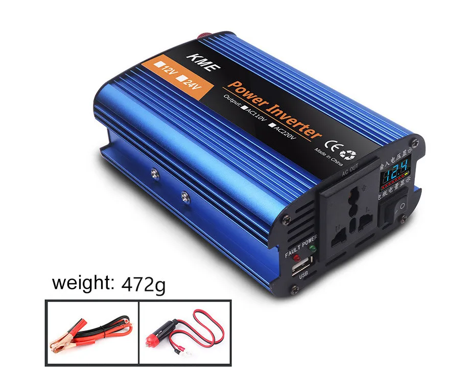 500W 12V 24V 36V 48V 60V to 220V Single Digital Display Smart Power Car Inverter Power Converter