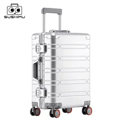 All-aluminum-magnesium alloy trolley suitcase, spinner wheel, aluminum alloy suitcase, metal box, password boarding suitcase