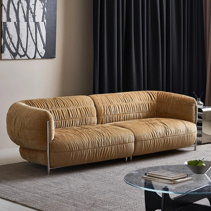 Minimalist straight row high chenille cloud sofa