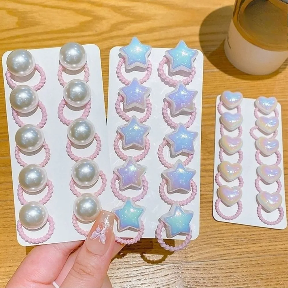 

10PCS/Set Hair Bands Cartoon Love Star Hair Ties Toddler Kids High Elastic Hair Accessories for Girls Headband Decoration