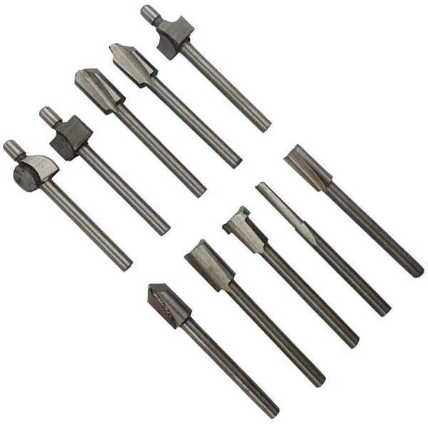 

10Pcs High-Speed Steel Router Bits Silver 3mm Diameter Sharp Cutting Chip Groove Rotary Tool for Cnc Work 1/8 Inch Router Bits