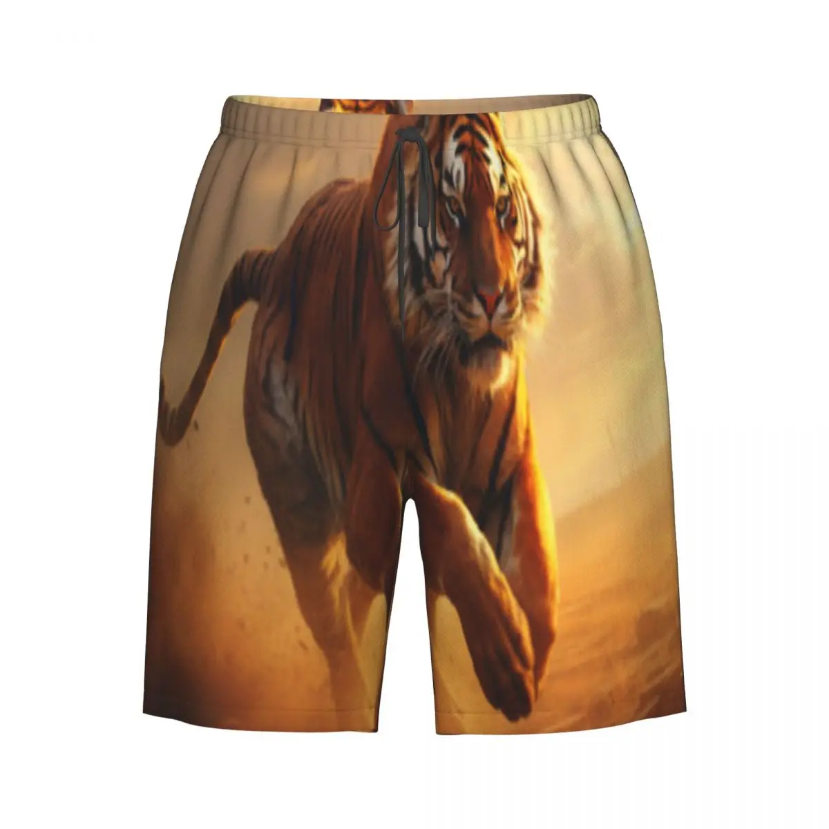 

Men's Swim Trunk Tiger Galloping Freely Through Vast Landscape Quick Dry Beach Shorts with Pockets Beach Pants Swimsuit