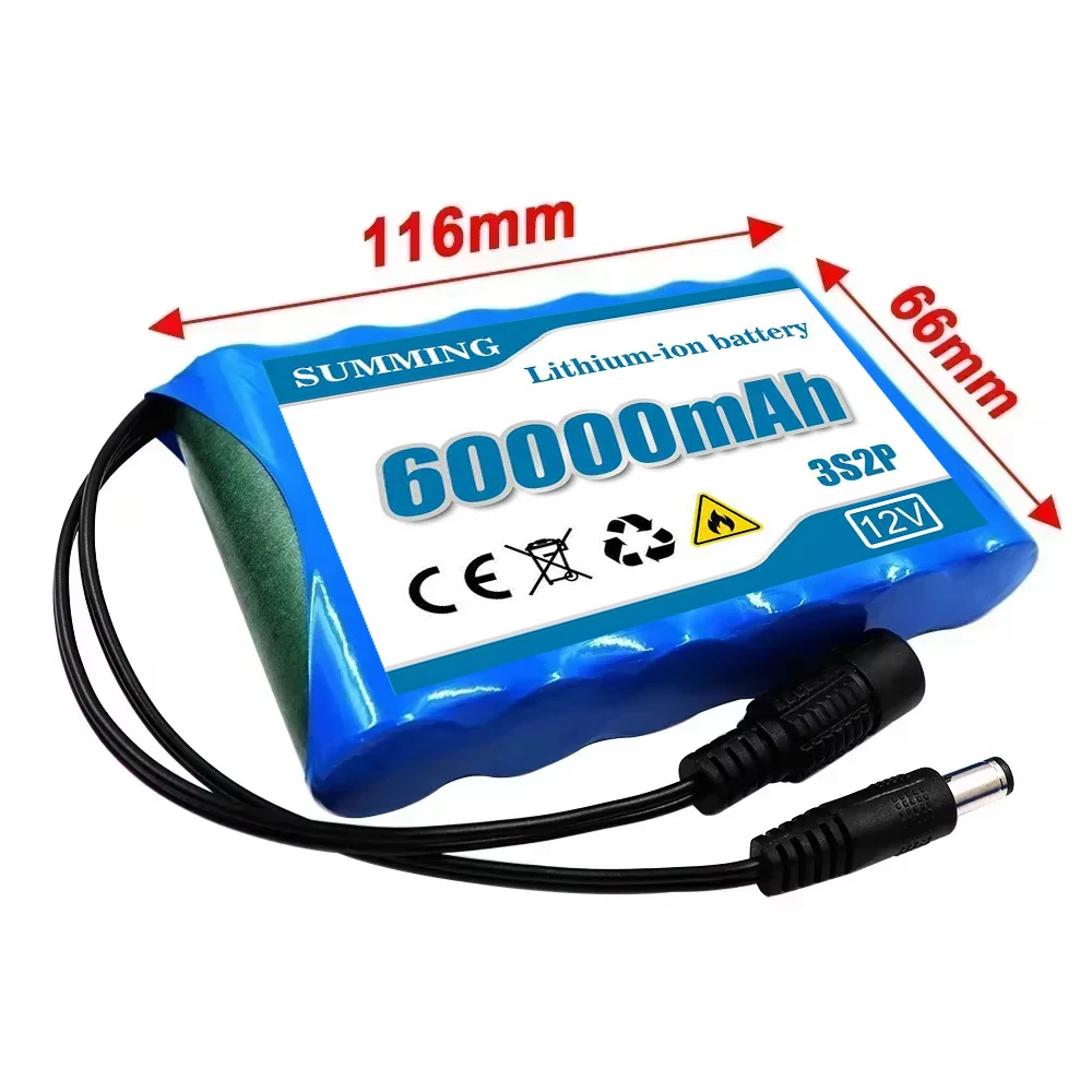 Batterie Lithium-Ion originale 18650 3S2P 12V 31000mah, DC 12.6V 31ah, Rechargeable CCTV, batterie de remplacement pour moniteur de caméra +