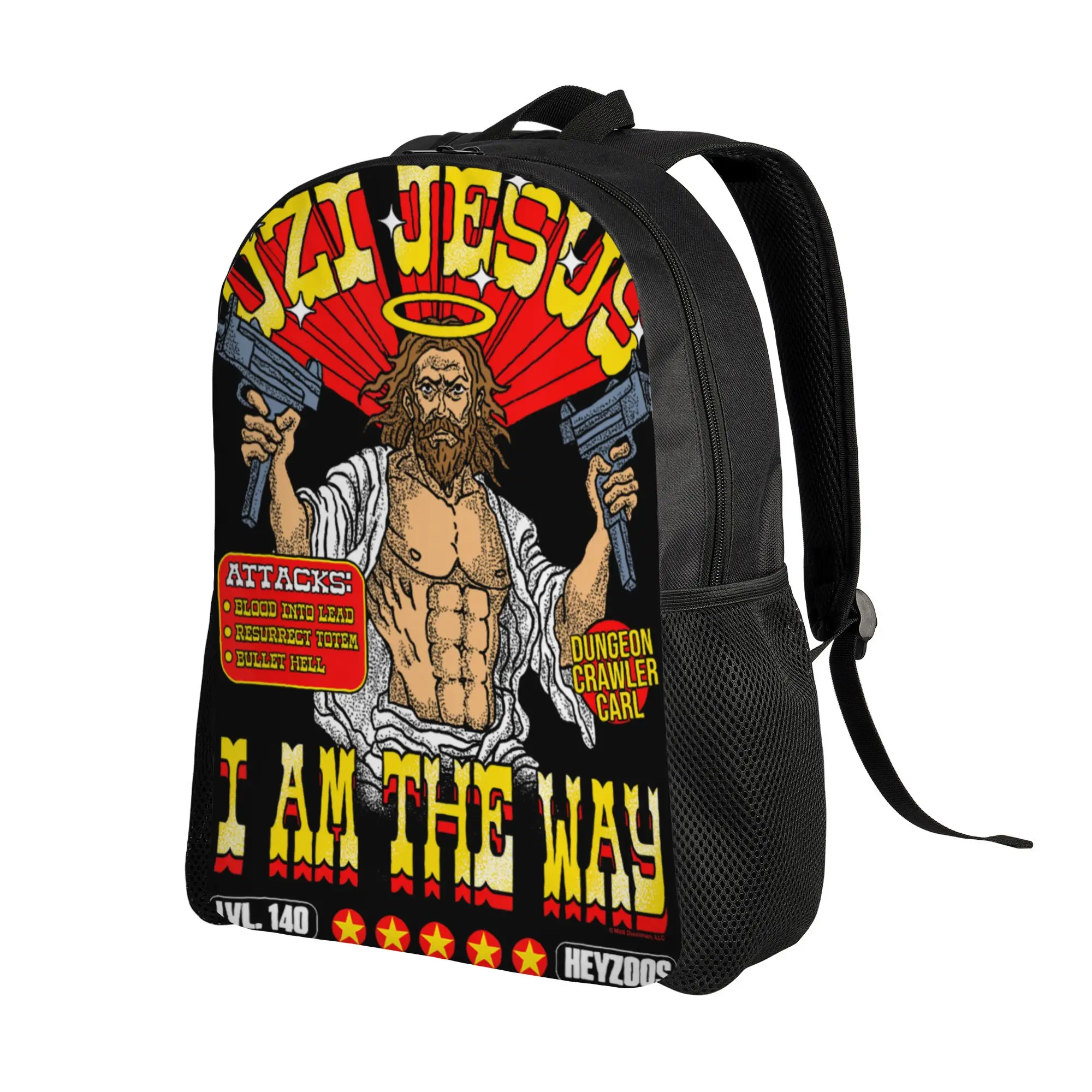 DCC Uzi Jesus I Am the Way Character Stats RPG Book Backpack  Boy Girl Polyester University Backpacks Durable Kawaii Rucksack