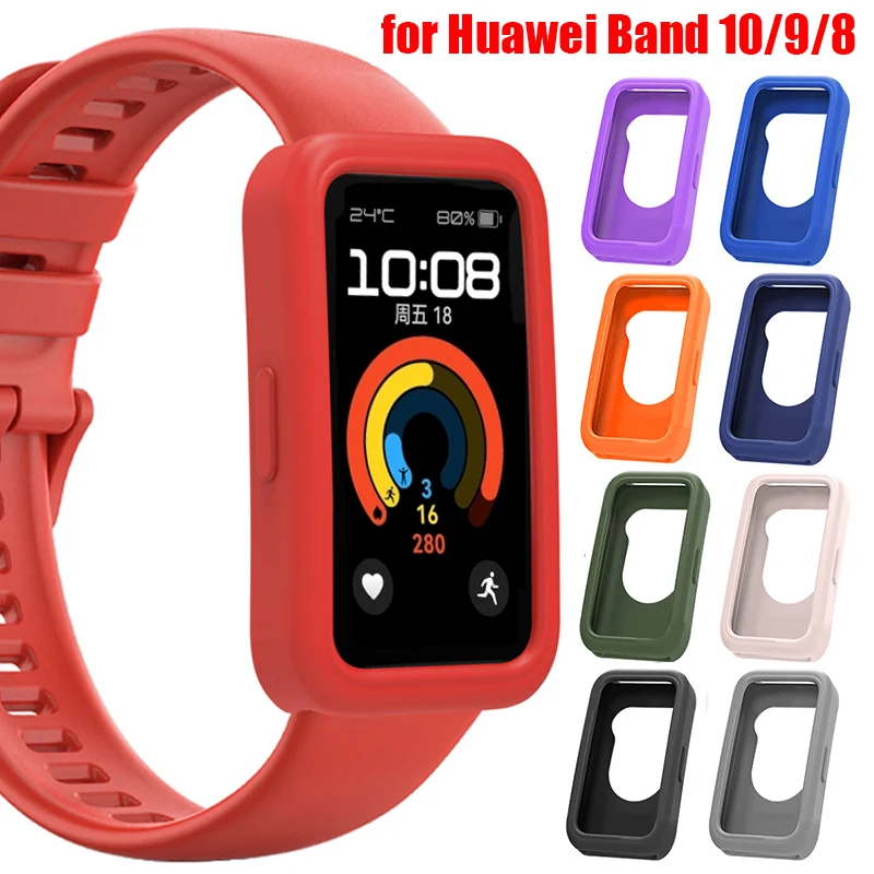 Silicone Protective Watch Case for Huawei Band 10/Band 9/ Band 8 Screen Protector Cover Cases Soft Lightweight Shell Accessories