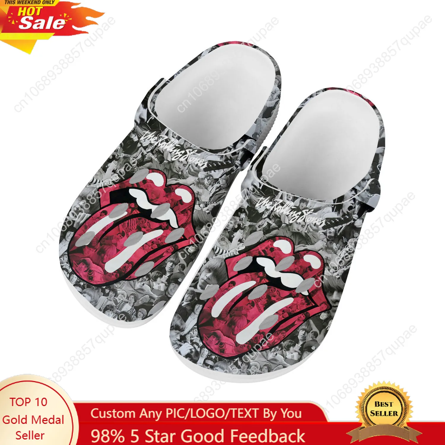 

The Rolling Stones Hot Rock Rapper Home Sandals Men Women Teenager Water Shoes Garden Breathable Beach Clog Custom Slippers