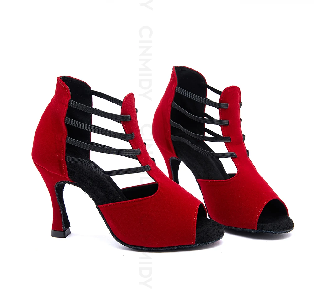 CINMIDY Latein-Tanzschuhe für Damen, Weichsohlen-Samba-Salsa-Absatzschuhe, Ballsaal-Tanzschuhe, Damensandalen, Partyschuhe – Detail 3