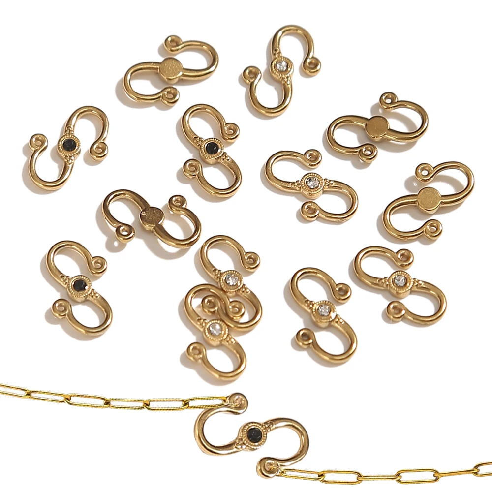 6 قطعة 18K مطلية بالذهب S على شكل مجوهرات المشابك الفولاذ المقاوم للصدأ السنانير موصلات ل عقد دي اي واي سوار صنع لوازم بالجملة #1
