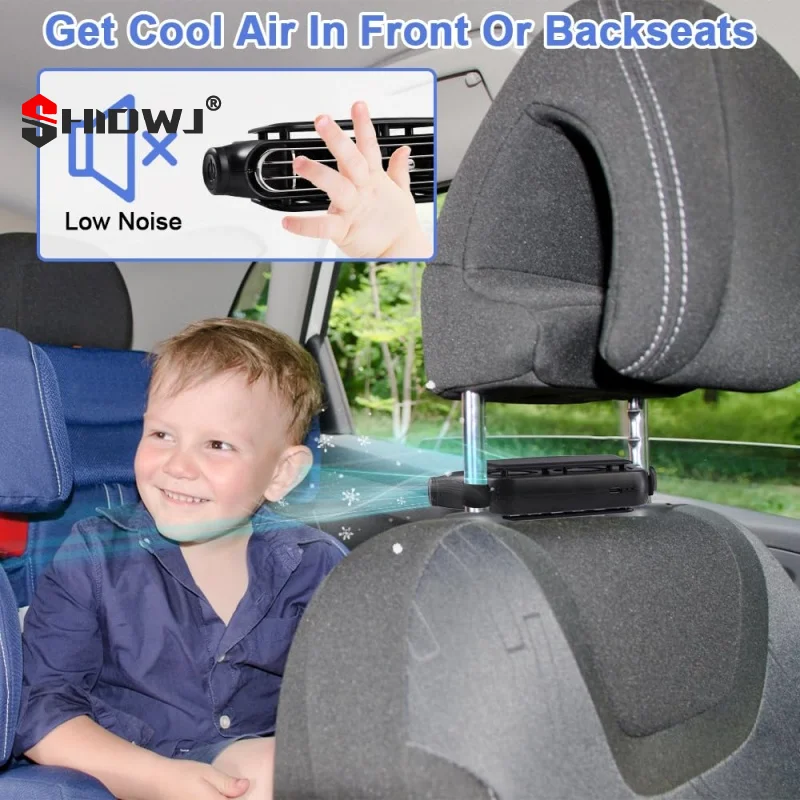 جديد شحن نموذج سيارة مسند الرأس مروحة تبريد الهواء 3 سرعات قابل للتعديل سيارات الرقبة برودة المشجعين المحمولة الجبهة الخلفية مقعد التهوية