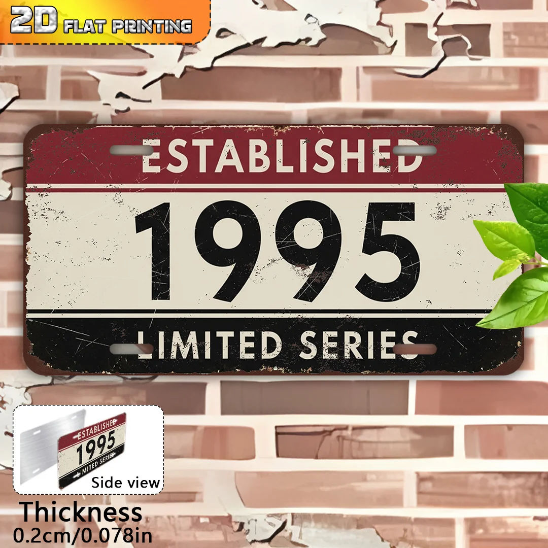 2D Flat - Single Item Packaging, 2D Flat Printing, Vintage Aluminum Sign, Outdoor Wall Decoration, Established in 1995, Home Dec