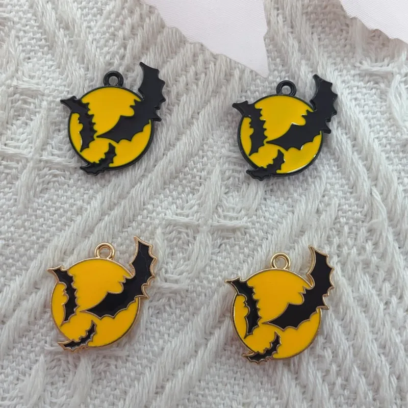 

10pcs Enamel Halloween Bat Moon Jewelry Making Fashion Earrings Pendant Necklace Bracelet Accessories Diy Craft Charm