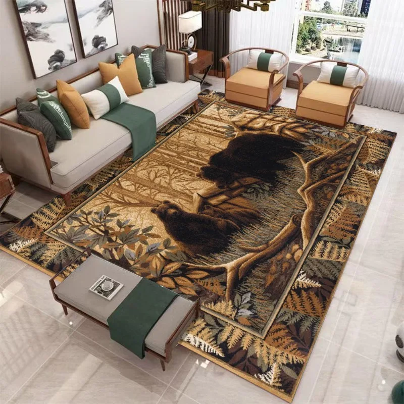 Estilo étnico rural tapete boêmio urso marrom tapete sala de estar quarto decorativo tapete série marrom