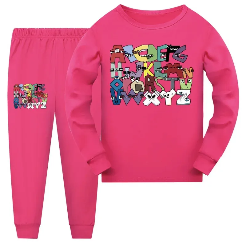 L2025l هالوين بنين الأبجدية لور منامة مجموعات الفتيات منامة دعوى الخريف الربيع الاطفال طويلة الأكمام Homewear ملابس الأطفال